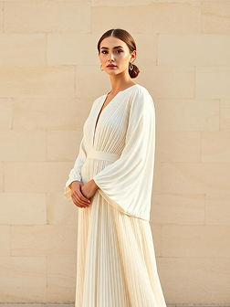 Ivory pleat abaya